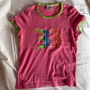 Lacoste Pink T-Shirt with Vintage Logo